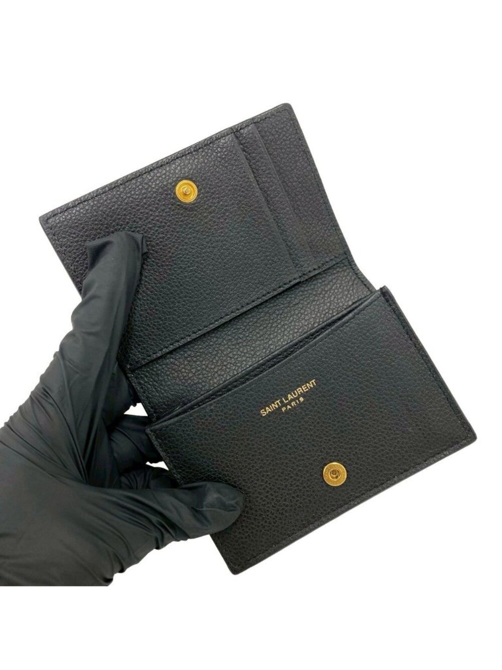 Saint Laurent YSL Cassandra Logo Leather Card Case Business Holder Black - Picture 7 of 9